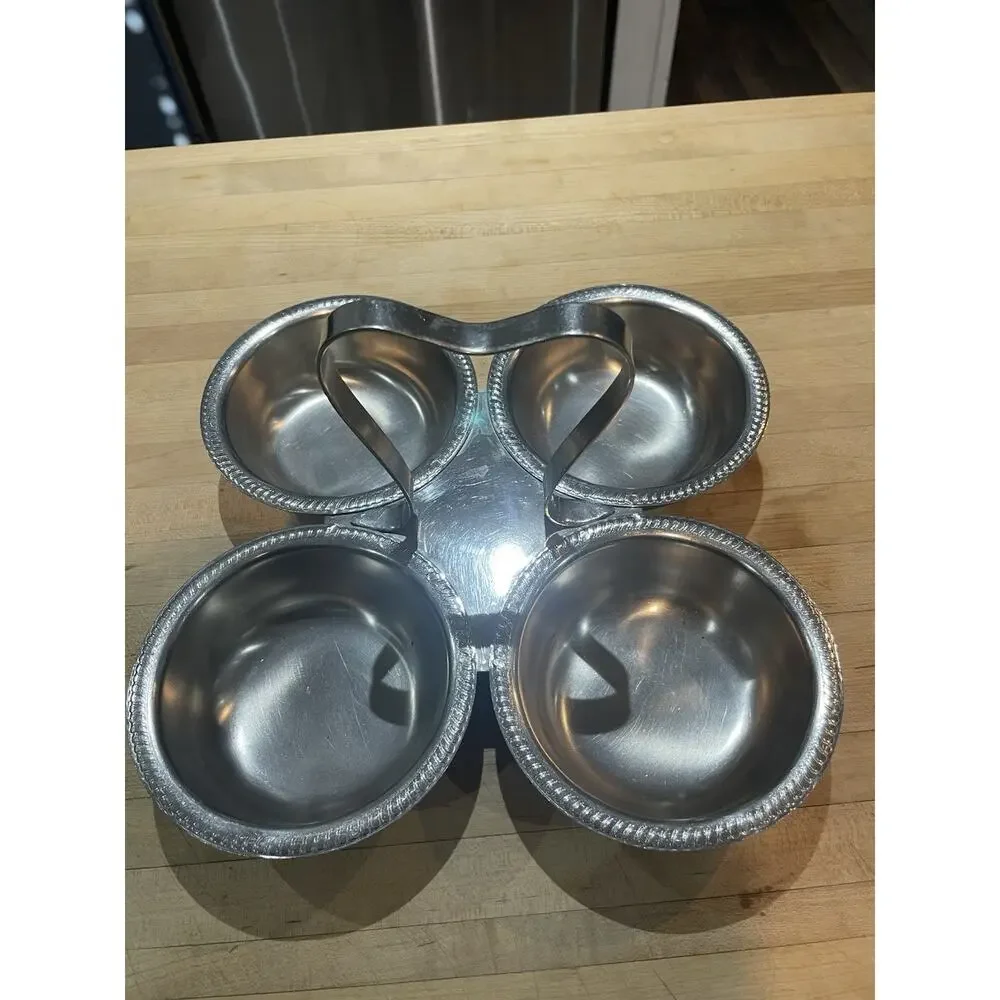 Legion Utensils 4 Compartment Relish Server Handle Stainless Patd 11-5-51 Vtg